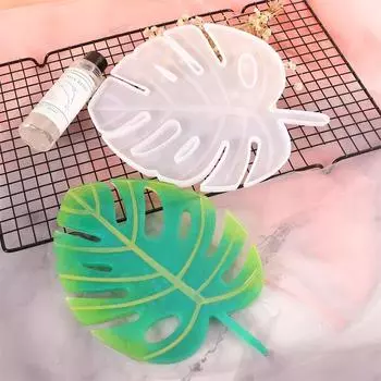 Силиконовые формы для листьев монстеры для самостоятельного изготовления подставок из цементной штукатурки, материалов для изготовления подносов, декора для дома, демонстрационной тарелки, формы для ковриков для чашек из смолы белый