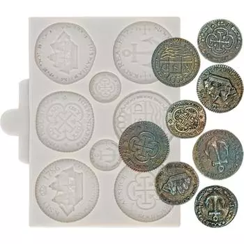 Силиконовые формы для монет с сокровищами, DIY кекс Топпер, инструменты для украшения торта из мастики, конфетная глина, формы для шоколадной мастики