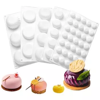 Силиконовые формы для мусса сплющенной формы, 5 доступных вариантов, формы для шоколадного торта, формы для выпечки десертов, инструменты для украшения торта