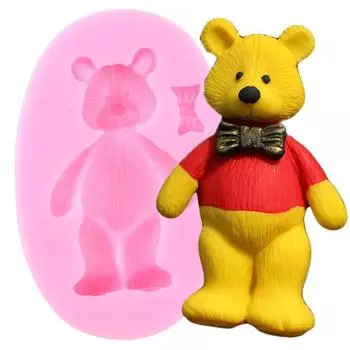 Силиконовые формы для плюшевых мишек, медведи, формы для помадки, банты, формы для кексов, сделай сам, инструменты для украшения торта на день рождения, конфеты, шоколад, глиняные формы из смолы