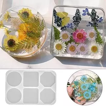 Силиконовые формы для подставок из смолы, 6 полостей, глубокая круглая форма для эпоксидной смолы, большие многоразовые силиконовые формы для подставок для искусства из смолы, DIY Craft Cups Mats B