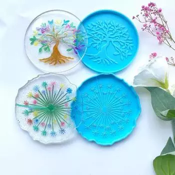 Силиконовые формы для подставок под стаканы Эпоксидные формы для литья подставок под стаканы Смоляные художественные работы своими руками 1