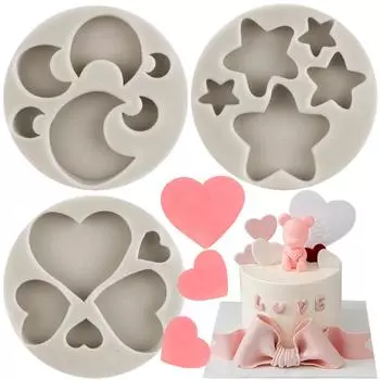 Силиконовые формы для помадки в виде луны, звезды и сердца для DIY, инструменты для украшения торта, топпер для кексов, шоколадная конфета, жевательная резинка, форма для полимерной глины чёрный