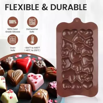 Силиконовые формы для шоколада, легко извлекаемые формы в форме сердца, формы для шоколадных батончиков своими руками, кето-бомбы, энергетические протеиновые батончики кофейный