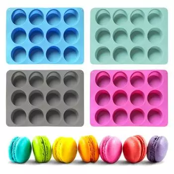 Силиконовые формы для шоколадного печенья, круглая форма для печенья с 12 полостями, легко чистящаяся форма для выпечки печенья, шоколадных конфет, мини-торта розы красного
