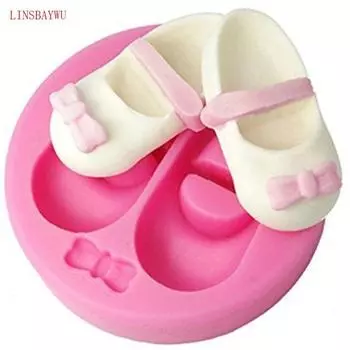 Силиконовые формы для торта, 3D милая детская обувь, форма для шоколадных конфет с бантом, инструменты для украшения торта из помадки розовый