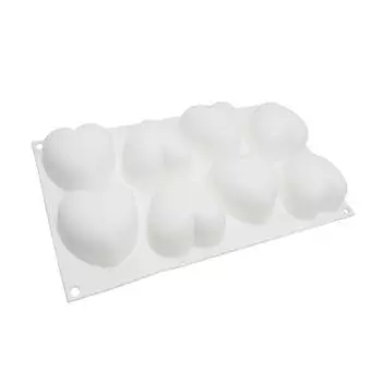 Силиконовые формы, форма для мусса, торта, 8 отверстий, сердце, торты, мусс, форма для французского десерта, инструменты для выпечки кондитерских изделий белый