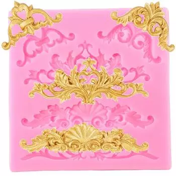 Силиконовые формы с кружевом и цветком, инструменты для украшения торта «сделай сам», рельефные формы для помадки, конфетной глины, формы для шоколадной мастики