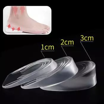 Силиконовые гелевые стельки для увеличения роста унисекс, подушечки для пятки, стельки для обуви Magic, 1-3 см, прозрачные, с подъемом вверх Women-3CM
