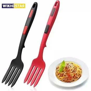 Силиконовые гибкие кухонные принадлежности Многофункциональная вилка для спагетти Вилки для салата Венчики для сервировки Кухонные принадлежности чёрный