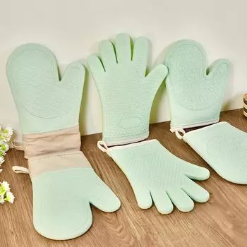 Силиконовые хлопчатобумажные перчатки с пятью пальцами, обернутые широкими силиконовыми изоляционными перчатками, перчатки для выпечки в микроволновой печи A