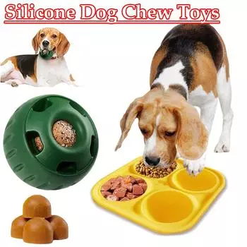 Силиконовые игрушки для собак Игрушки для жевания собак Мяч для кормления собак Мяч для посудомоечной машины Интерактивные резиновые мячи Товары для животных зелёный