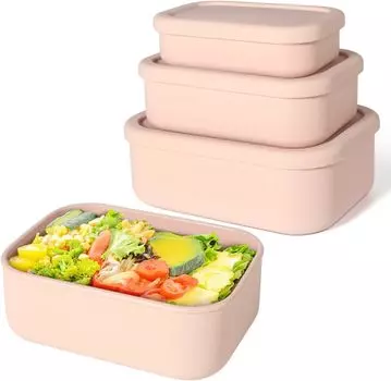 Силиконовые контейнеры для ланча Bento Boxes, герметичные контейнеры для ланча, без BPA, можно мыть в посудомоечной машине