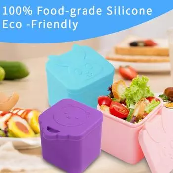 Силиконовые контейнеры для соусов в виде медведя-кролика, контейнер для заправки салата, коробка для приправ и закусок с крышками Bear розовый