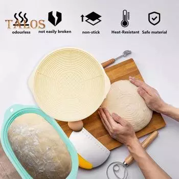Силиконовые корзины для расстойки хлеба, складная форма для выпечки на закваске, безопасная для духовки, антипригарная круглая овальная корзина для теста для домашних пекарей, более здоровое приготовление хлеба Ellipse небесно-голубой