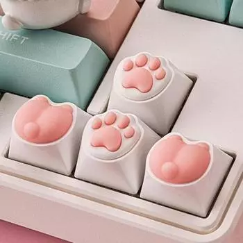 Силиконовые кошачьи лапы, колпачок для снятия стресса, мягкий брелок для ключей, подвеска, аксессуары для мобильных телефонов, милая игрушка для постукивания по клавиатуре для MX Cross Axes, декор для домашнего офиса A