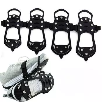 Силиконовые кошки с десятью зубцами, бахилы для снега и льда, нескользящие силиконовые резиновые шипы для льда, удобные шипы для скалолазания на открытом воздухе S чёрный