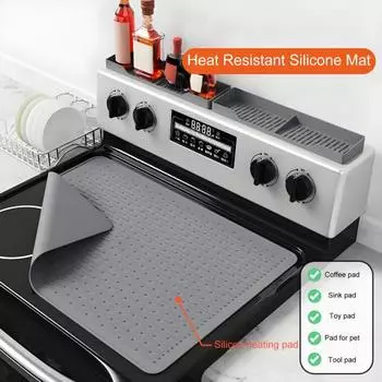 Силиконовые крышки для электрических плит, термостойкие держатели для кастрюль, кухонные чёрный