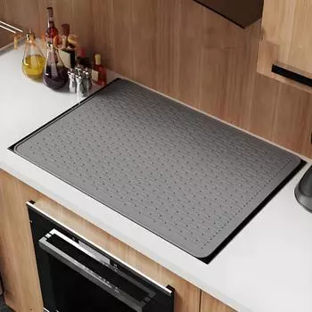Силиконовые крышки для электроплиты, термостойкие держатели для кастрюль, коврик для сушки посуды, водонепроницаемый защитный коврик для столешницы, коврик для сушки посуды на кухне чёрный