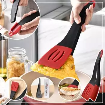 Силиконовые кухонные щипцы, 13-дюймовый зажим для барбекю из нержавеющей стали премиум-класса, универсальный зажим для барбекю, шпатель для зажима для хлеба/зажим для жареного стейка/переворачивания рыбы One Size чёрный