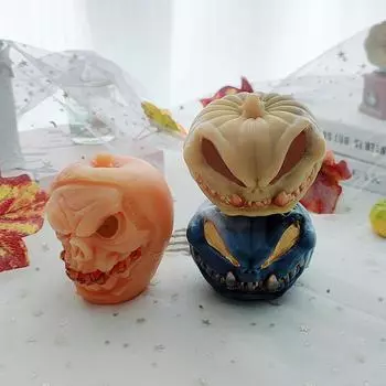 Силиконовые модели свечей в виде черепа-тыквы, слепок черепа скелета на Хэллоуин, многоразовые свечи и украшения, силиконовые слепки для самостоятельного изготовления