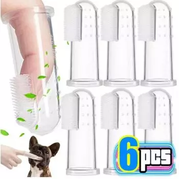 Силиконовые мягкие напальчники для домашних животных, зубные щетки, щетка для собак, средство для ухода за зубами от неприятного запаха изо рта, скраб для чистки зубов у кошек, силикагель, товары для животных 1pcs Bare outfit