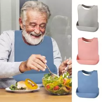 Силиконовые нагрудники для взрослых, мягкие, легко чистящиеся, универсальные аксессуары для дома унисекс для пожилых людей розовый