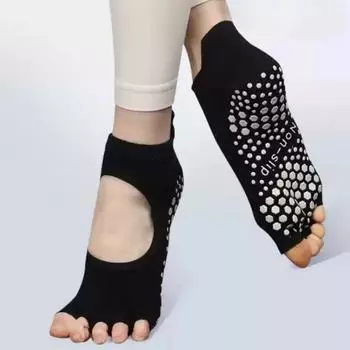 Силиконовые нескользящие носки для йоги, женские носки с открытой спиной, дышащие, без пальцев, для пилатеса, носки с пятью пальцами для тренировок в помещении, для танцев и спорта EUR 35-39