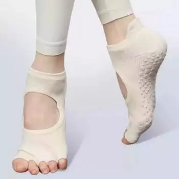 Силиконовые нескользящие носки для йоги, женские носки с открытой спиной, дышащие, без пальцев, для пилатеса, носки с пятью пальцами для тренировок в помещении, для танцев и спорта EUR 35-39