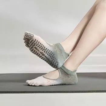 Силиконовые носки для пилатеса с пятью пальцами, хлопковые носки для йоги с пятью пальцами, короткие носки для йоги с низкой щиколоткой для женщин C