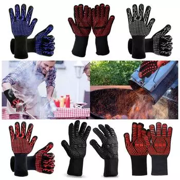 Силиконовые перчатки для барбекю, устойчивые к высоким температурам, перчатки для микроволновой печи, промышленные перчатки для барбекю, выдерживающие высокие температуры 500-800 градусов One Size