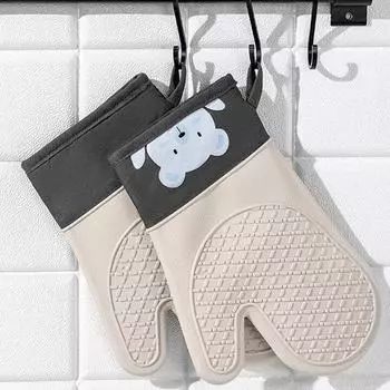 Силиконовые перчатки для духовки, утолщенная изоляция, нескользящая варежка для микроволновой печи, против ожогов, прихватки для барбекю, кухонный инструмент для выпечки