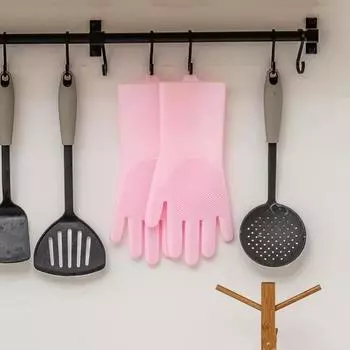 Силиконовые перчатки для мытья посуды, мужские и женские бытовые перчатки для мытья посуды, кухонные принадлежности для уборки, бытовые перчатки для уборки L фиолетовый