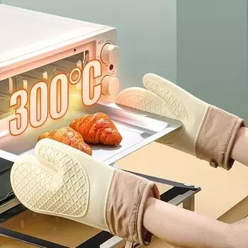 Силиконовые перчатки кухонные силиконовые прихватки для духовки высокотемпературные нескользящие кухонные принадлежности для духовки выпечка десертов термостойкие перчатки светло-серый
