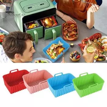 Силиконовые поддоны для фритюрницы, сменные корзины для фритюрницы без бисфенола А, поддоны для фритюрницы для чистой готовки, замена пергаментной бумаги Small красный