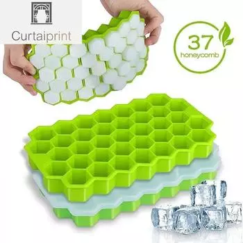 Силиконовые поддоны для кубиков льда Подносы для кубиков льда в форме сот с крышками Легкосъемные штабелируемые формы для льда Формы для льда «сделай сам» в микроволновой печи синий