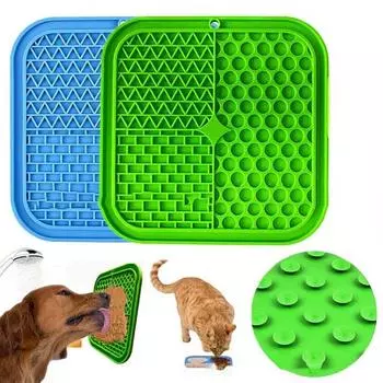 Силиконовые подушечки для лизания собак, домашние собаки, кошки, миски для медленной еды с присоской, миска для кормления, медленные кормушки для собак, дозирование лакомств зелёный