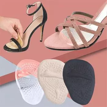 Силиконовые подушечки для передней части стопы для женщин, полустельки на высоком каблуке, защита от боли в ногах, поглощающие удары, вставки для обуви, противоскользящие гелевые подушечки на подошве чёрный