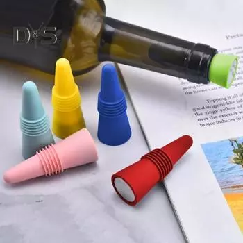 Силиконовые пробки для винных бутылок, герметичные, многоразовые, винные пробки для стеклянных бутылок, виски, шампанского и пива, цветные колпачки, кухонный барный аксессуар A