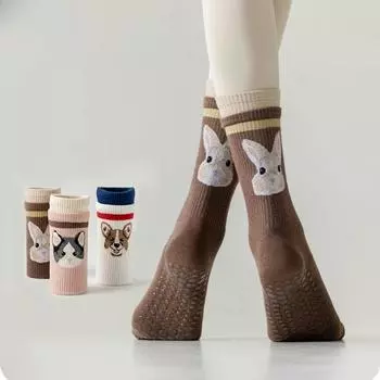 Силиконовые противоскользящие носки для йоги с пятью пальцами, женские модные носки для пилатеса с раздельным носком, модные универсальные спортивные носки с принтом мультяшного кота
