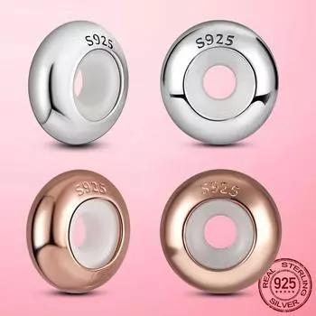 Силиконовые разделительные бусины 925 пробы серебряные и золотые силиконовые разделительные фиксаторы подвески подходят для оригинального браслета DIY ювелирные изделия