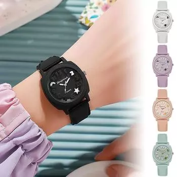 Силиконовые рельефные часы, модные часы, повседневные женские часы, квадратный кварцевый ремешок, простые женские часы карамельного цвета белый
