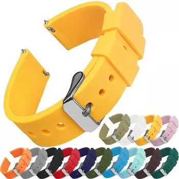 Силиконовые ремешки для часов 14/16/18/20/22/24 мм, мягкие быстросъемные резиновые ремешки для часов Samsung Galaxy Garmin Huawei ремешки для часов 14mm чёрный