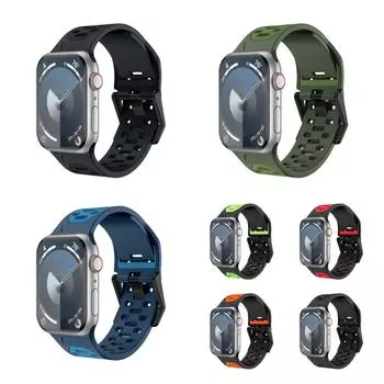 Силиконовые ремешки для часов, двухцветный ультрамягкий чехол для Apple Watch 1/2/3/4/5/6/7/8/SE/9, ремешок для часов, аксессуары для часов 42/44/45/49MM серый/чёрный