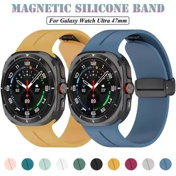 Силиконовые ремешки One Click для Samsung Galaxy Watch Ultra 47 мм спортивный ремешок с магнитной застежкой сменный ремешок для часов Samsung Galaxy Watch 7 Ultra Band Galaxy Watch Ultra светло-серый