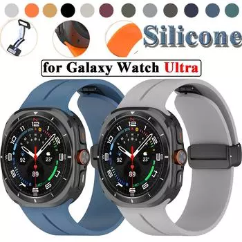 Силиконовые ремешки One Click для Samsung Galaxy Watch Ultra 47 мм спортивный ремешок с магнитной застежкой сменный ремешок для часов Samsung Galaxy Watch 7 Ultra Band Galaxy Watch Ultra винный