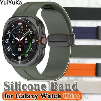 Силиконовые ремешки One Click для Samsung Galaxy Watch Ultra 47 мм спортивный ремешок с магнитной застежкой сменный ремешок для часов Samsung Galaxy Watch 7 Ultra Band Galaxy Watch Ultra светло-серый