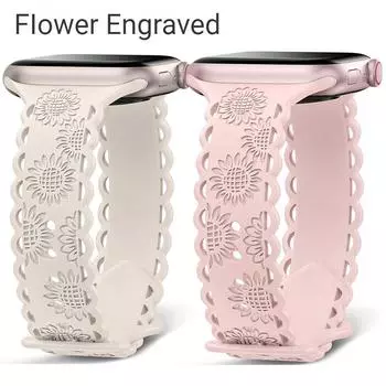 Силиконовые ремешки с гравировкой для Apple Watch Ultra 2, тонкий ремешок 49 мм, 40 мм, 44 мм, 41, 45 мм, 42 мм, спортивный ремешок, браслет IWatch Series 9, 8, 7, 6 SE 5, 4, 3 For 38mm 40mm 41mm белый