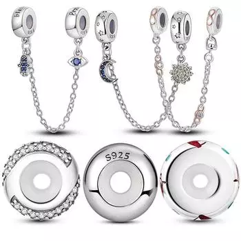Силиконовые резиновые пробки, бусины из стерлингового серебра 925 пробы, подвески-проставки, бусины, подходят для браслета, женские ювелирные изделия