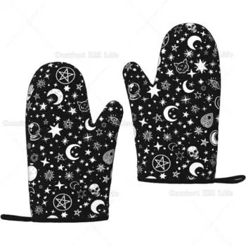 Силиконовые рукавицы Witch Cat, термостойкие, нескользящие, для барбекю, кухонные рукавицы для гриля, готовки, выпечки, 7 X 11 дюймов, 1 пара
